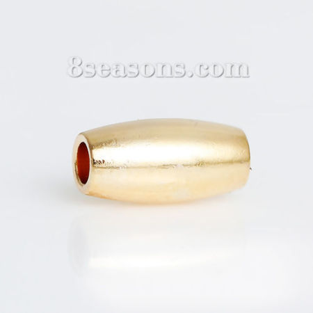 5 Stück Umweltfreundlich Messing Perlen zur DIY-Schmuckherstellung Echtgold plattiert Oval 8mm x 4mm, Loch: ca. 1.9mm