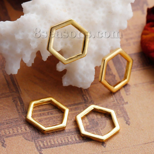 Picture of Zinc Based Alloy Connectors Findings Honeycomb Gold Plated Hollow 11mm x 10mm, 30 PCs