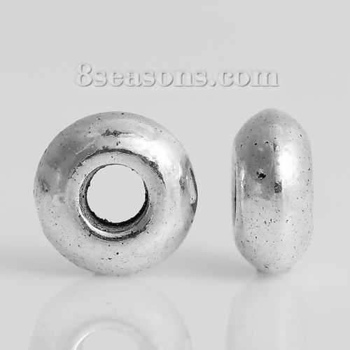 Picture of Zinc Based Alloy Spacer Beads Bicone Flying Saucer Antique Silver Color About 8mm x 4mm, Hole: Approx 3mm, 100 PCs