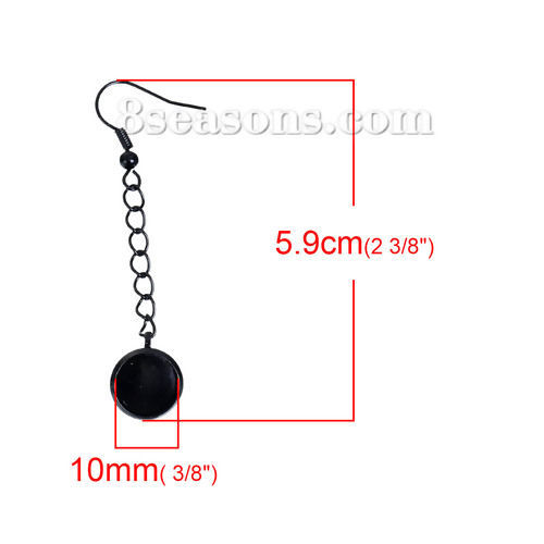 Imagen de Pendientes Soporta a cabachones Latón de Ronda y Negro Cabochon Ajustes 10mm 59mm x 12mm, 2 Unidades