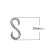 Imagen de Cierres de Gancho Latón de En forma de S , Plata Antigua 21mm x 11mm, 2 Unidades