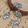 Picture of Zinc Based Alloy 3D Boho Chic Charms Elephant Animal Antique Silver Color 19mm( 6/8") x 16mm( 5/8"), 20 PCs