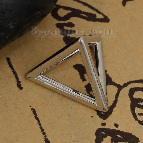 Image de Breloque 3D en Laiton Trois Prisme Géométrique Creux Argent Mat 14mm x 12mm, 3 Pcs