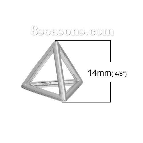 Image de Breloque 3D en Laiton Trois Prisme Géométrique Creux Argent Mat 14mm x 12mm, 3 Pcs