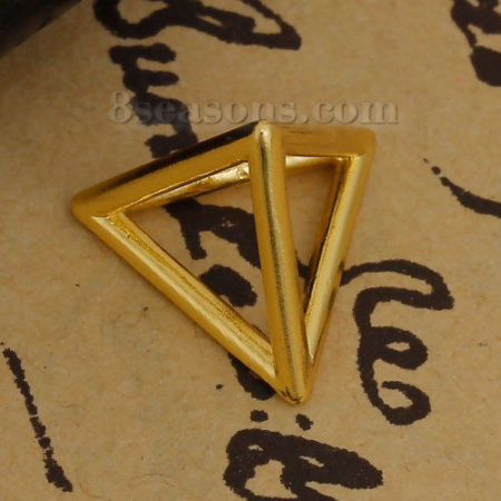 Immagine di Ottone 3D Charms Triangolo Oro Placcato Filigrana 14mm x 12mm , 3 Pz