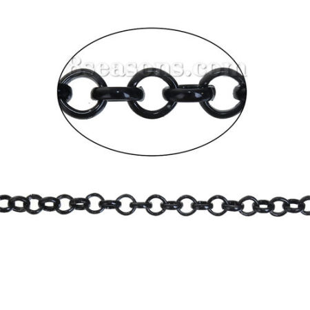 Iron Based Alloy Link Cable Chain Findings Black 4.8mm( 2/8")  Dia, 3 M