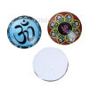 Picture of Glass Dome Seals Cabochon Round Flatback At Random Yoga Healing OM /Aum Symbol Transparent 25mm(1") Dia, 10 PCs