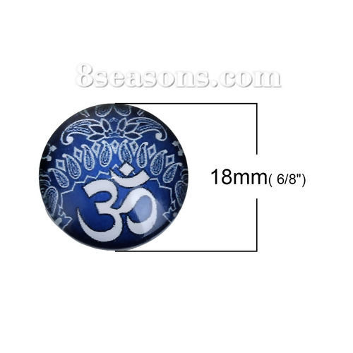 Immagine di Vetro Cupola Dome Seals Cabochon Tondo Flatback A Random Yoga OM Disegno Trasparente 18mm Dia, 10 Pz