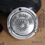 Picture of Zinc Based Alloy Wax Seal Pendants Round Disc Antique Silver Color Flower Message " RIEN SANS TOI " Carved 30mm(1 1/8") x 29mm(1 1/8"), 5 PCs