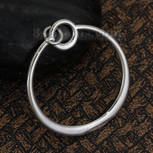 Picture of Brass Pendants Circle Ring Silver Tone Hollow 31mm(1 2/8") x 26mm(1"), 5 PCs                                                                                                                                                                                  