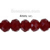 Picture of 1 Strand (Approx 112 PCs/Strand) Glass Beads For DIY Jewelry Making Round Wine Red Faceted About 4mm x 3mm, Hole: Approx 1mm, 41cm(16 1/8") long