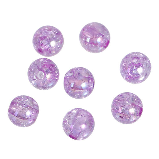 Imagen de Acrílico de Cuentas Chicle Bola , Púrpura Claro , AB Color Agrietado 8mm Diámetro, Agujero: acerca de 2mm, 200 Unidades