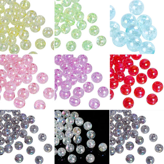 Imagen de Acrílico de Cuentas Chicle Bola , Púrpura Claro , AB Color Agrietado 8mm Diámetro, Agujero: acerca de 2mm, 200 Unidades