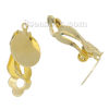 Picture of Brass Lever Back Clips Findings Round Gold Plated Cabochon Settings (Fit 12mm Dia.) With Loop 22mm( 7/8") x 12mm( 4/8"), 10 PCs                                                                                                                               