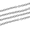 Bild von 304 Edelstahl Halskette Oval Silberfarbe Gliederkette Kette Mit Karabinerverschluss 59.5cm lang, Kettengröße: 3x2.5mm, 2 Streifen