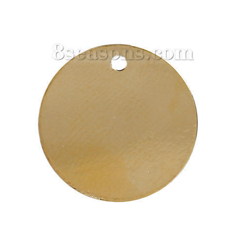 Bild von Messing Charms Blank Schild zu Gravieren Rund Messingfarbe 16mm D., 10 Stücke