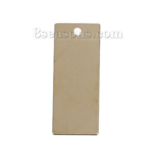 Bild von Messing Charms Blank Schild zu Gravieren Rechteck Vergoldet 25mm x 10mm, 10 Stücke                                                                                                                                                                            