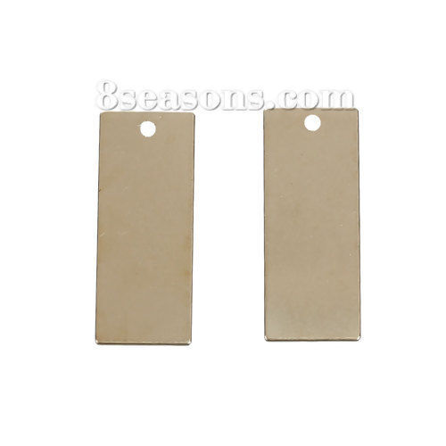 Bild von Messing Charms Blank Schild zu Gravieren Rechteck Vergoldet 25mm x 10mm, 10 Stücke                                                                                                                                                                            