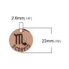 Picture of Zinc Based Alloy Charms Round Rose Gold Scorpio Sign Of Zodiac Constellations Clear Rhinestone 23mm( 7/8") Dia, 2 PCs