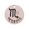 Picture of Zinc Based Alloy Charms Round Rose Gold Scorpio Sign Of Zodiac Constellations Clear Rhinestone 23mm( 7/8") Dia, 2 PCs
