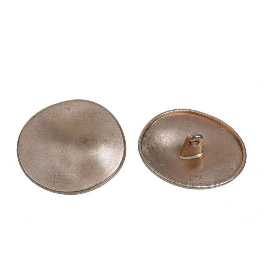 Picture of Zinc Based Alloy Metal Sewing Shank Buttons Irregular Light Golden Oval  30mm(1 1/8") x 27mm(1 1/8"), 10 PCs