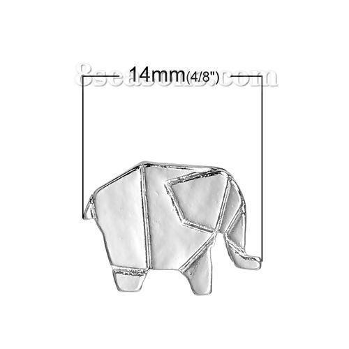 Image de Connecteur de Bijoux Origami en Alliage de Zinc Eléphant Argenté 14mm x 11mm, 5 Pcs