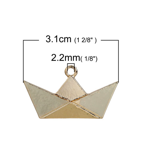 Picture of Zinc Based Alloy Origami Pendants Boat Gold Plated 31mm(1 2/8") x 18mm( 6/8"), 5 PCs
