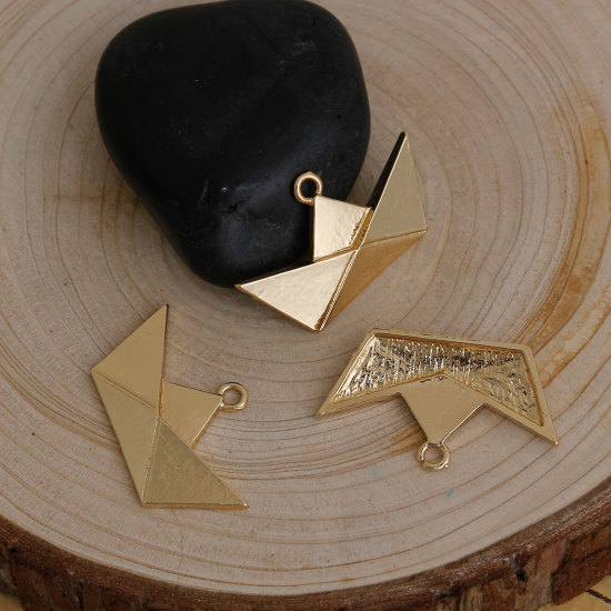 Picture of Zinc Based Alloy Origami Pendants Boat Gold Plated 31mm(1 2/8") x 18mm( 6/8"), 5 PCs