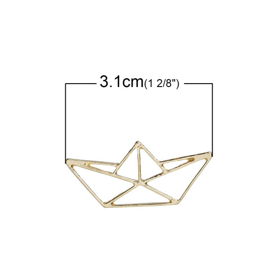 Picture of Zinc Based Alloy Origami Pendants Boat Gold Plated Hollow 31mm(1 2/8") x 14mm( 4/8"), 5 PCs