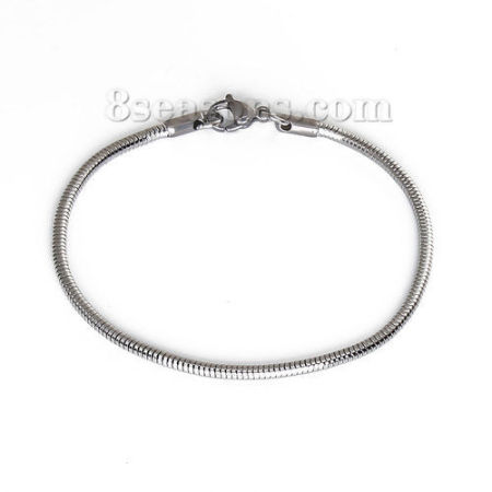 Image de Bracelets En Gros Argent Mat en 304 Acier Inoxydable, aux Femmes Cadeau Fournitures de Bijoux 18.5cm long, Taille de la Chaîne: 2.5mm, 1 Pièce