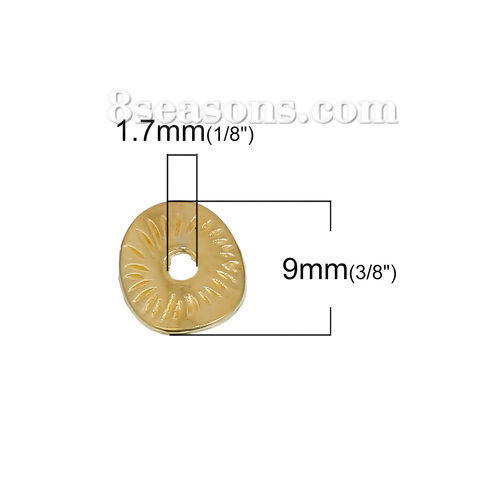 Изображение Цинковый Сплав Бусины-разделитель волна Позолоченный 9мм x 8мм, Отверстие:примерно 1.7мм, 200 ШТ