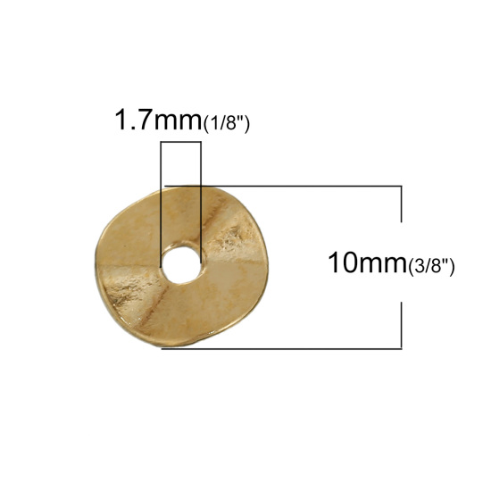 Изображение Цинковый Сплав Бусины-разделитель волна Позолоченный 10мм x 9мм, Отверстие:примерно 1.7мм, 200 ШТ