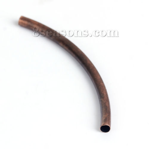 Picture of Brass Spacer Beads Curved Tube Antique Copper 50mm(2") x 3mm( 1/8"), Hole: Approx 2.5mm, 20 PCs                                                                                                                                                               