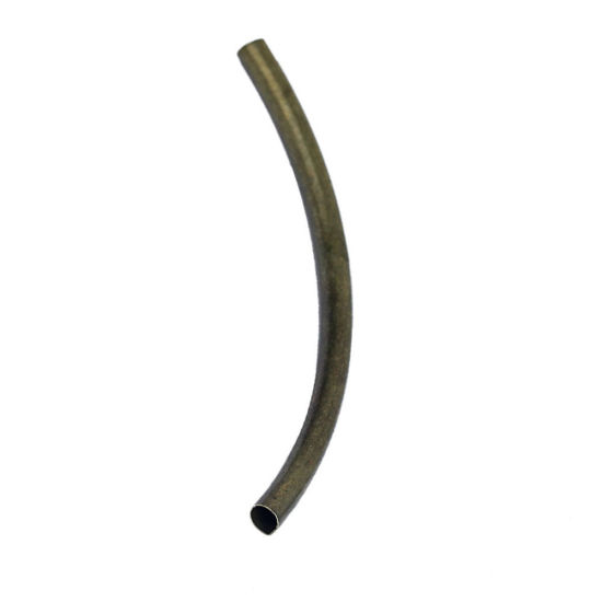 Picture of Brass Spacer Beads Curved Tube Antique Bronze 50mm(2") x 3mm( 1/8"), Hole: Approx 2.5mm, 20 PCs                                                                                                                                                               