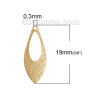 Picture of Brass Sparkledust Charms Drop Gold Plated Diamond Cut Hollow 19mm( 6/8") x 7mm( 2/8"), 20 PCs                                                                                                                                                                 