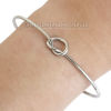 Picture of Open Cuff Bangles Bracelets Silver Tone Knot 18cm(7 1/8") long, 1 Piece
