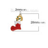 Bild von Zinklegierung Charms Weihnachtsstiefel Vergoldet Weiß & Rot (Geeignet für ss7 Spitzboden Strasssteine) Emaille 28mm x 25mm, 3 Stücke