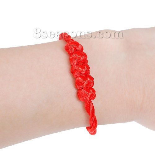 Image de Kabbale Bracelet d'Amitié Rouge en Polyester 20.2cm - 18.5cm long, 2 Pièces