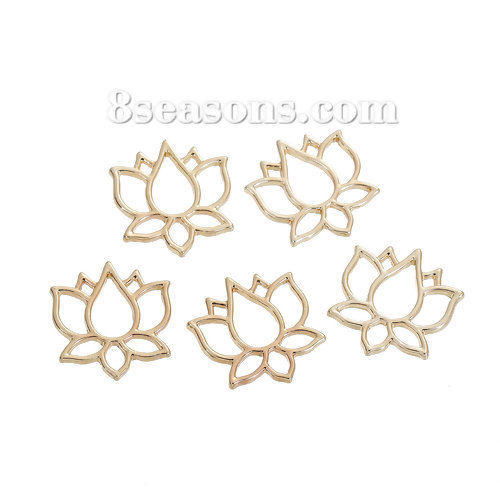 Picture of Zinc Based Alloy Connectors Findings Lotus Flower Gold Plated Hollow 21mm x 20mm, 10 PCs