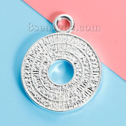Image de Pendentifs en Laiton Rond Cercles Argenté 32mm x 26mm, 1 Pièce