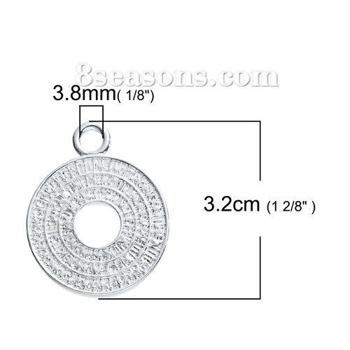 Image de Pendentifs en Laiton Rond Cercles Argenté 32mm x 26mm, 1 Pièce
