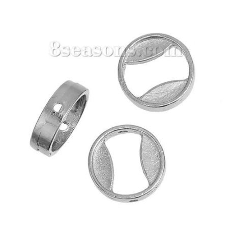 Zinc Based Alloy Luna Beads Cabochon Frame Settings Round Silver Tone Cabochon Settings (Fits 10mm Dia.) 12mm( 4/8") Dia., 30 PCs