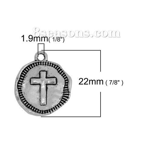 Immagine di Lega di Zinco Charms Irregolare Argento Antico Croce 22mm x 19mm , 20 Pz