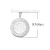 Picture of 304 Stainless Steel Pendants Round Silver Tone Tree of Life Clear Rhinestone 51mm(2") x 40mm(1 5/8"), 1 Piece