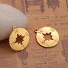 Picture of Brass Charms Round Gold Plated Travel Compass Hollow 23mm( 7/8") x 20mm( 6/8"), 2 PCs                                                                                                                                                                         