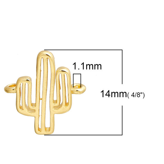 Изображение Латунь Коннекторы фурнитуры Кактус Позолоченный 14мм x 13мм, 3 ШТ