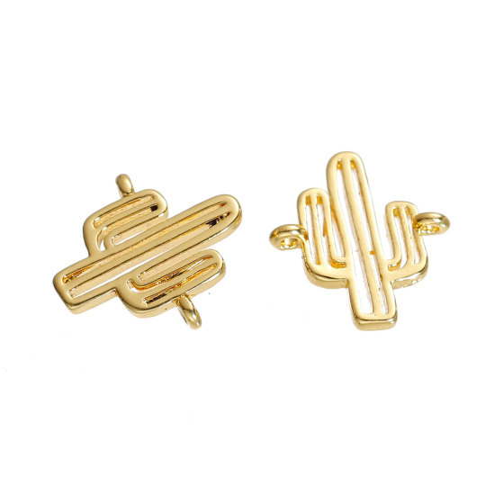 Picture of Brass Connectors Findings Cactus Gold Plated 14mm( 4/8") x 13mm( 4/8"), 3 PCs