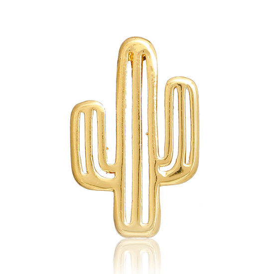 Picture of Brass Charms Cactus Gold Plated 14mm( 4/8") x 9mm( 3/8"), 3 PCs                                                                                                                                                                                               