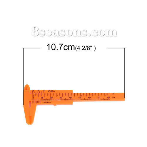 樹脂 ノギス オレンジ色 10.7cm x 4.4cm 測定範囲: 0-80mm、 1 個 の画像