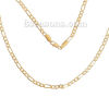 Picture of Brass Jewelry 3:1 Figaro Link Curb Chain Necklace Oval Gold Plated 55.5cm(21 7/8") long, Chain Size: 11x4mm(3/8"x1/8") 7x4.5mm(2/8"x1/8"), 1 Piece